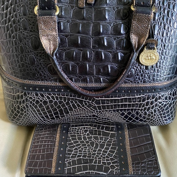 Vintage Brahmin Vivian Satchel & Wallet Set Melbourne Leather Tri-Color - Picture 2 of 15